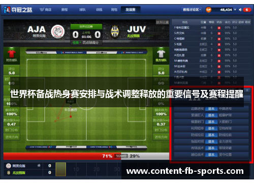 世界杯备战热身赛安排与战术调整释放的重要信号及赛程提醒